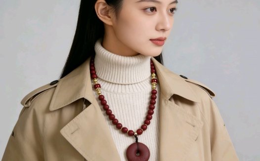 花蕊夫人圆珠与平安扣双制项链