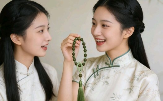 茉莉绿茶草绿流苏手持