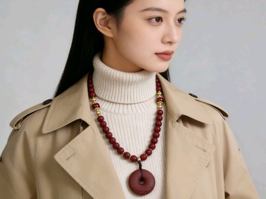 花蕊夫人圆珠与平安扣双制项链