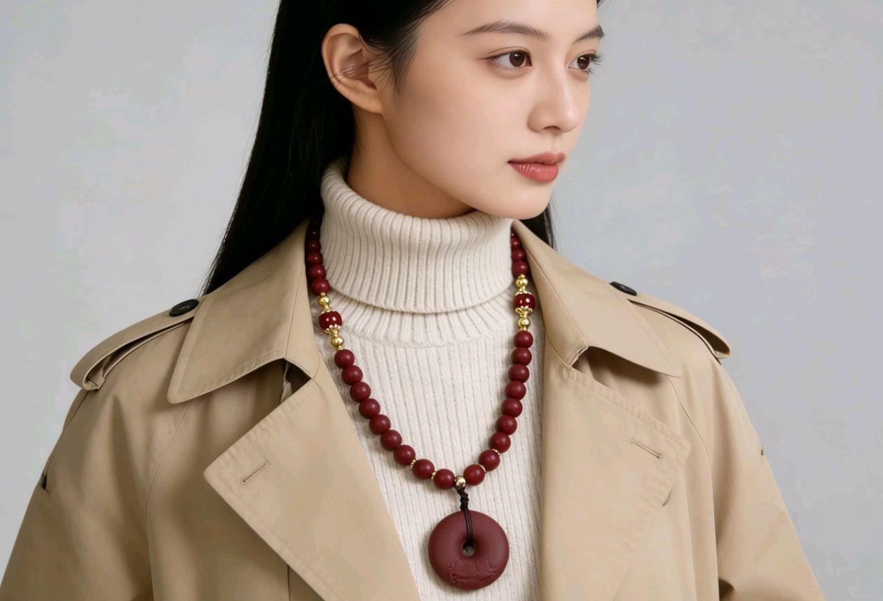 花蕊夫人圆珠与平安扣双制项链