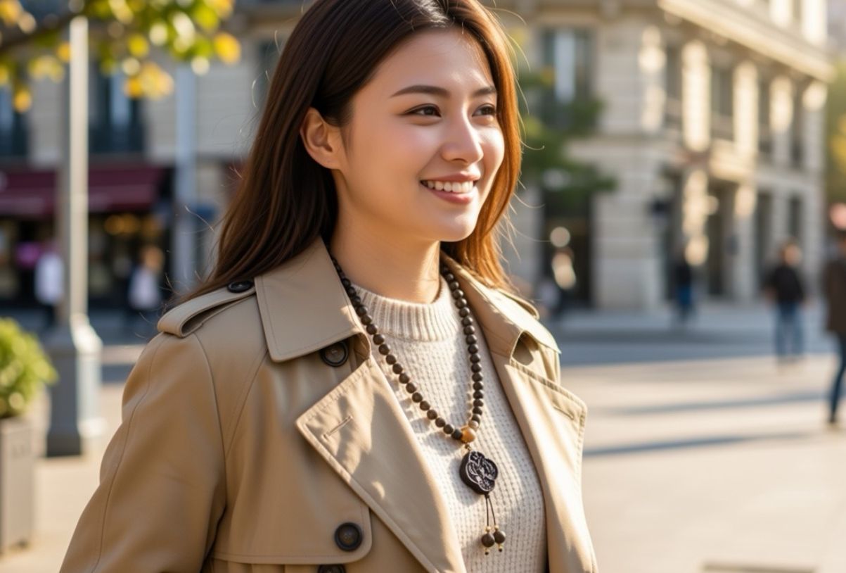 息肌丸圆珠与菱形香牌双制项链